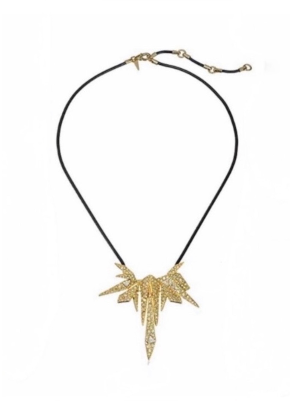 Alexis Bittar Necklace Origami Shards Gold Gunmetal Clear Mixed Metals AU14